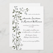 Faire-part de mariage à branche florale bleue (Devant / Derrière)