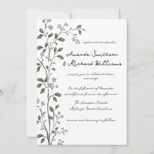 Faire-part de mariage à branche florale bleue