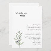 Faire-part de mariage à branches d'olivier classiq (Devant / Derrière)