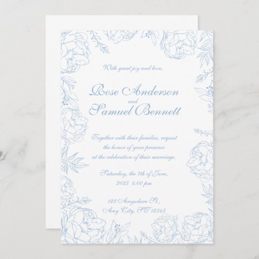 Faire-part de mariage à cadre baroque (Devant / Derrière)