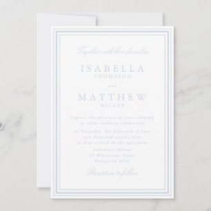 Faire-part de mariage à cadre bleu doux