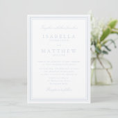 Faire-part de mariage à cadre bleu doux (Debout devant)