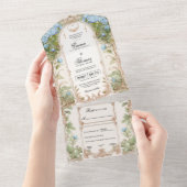 Faire-part de mariage à cadre bleu et or (Déchirure)