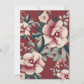 Faire-part de mariage à cadre de fleurs rouges (Dos)