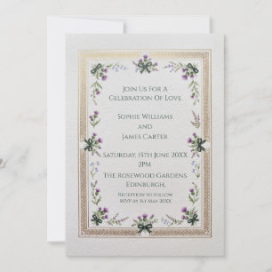 Faire-part de mariage à cadre de fleurs sauvages é