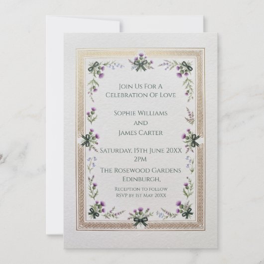 Faire-part de mariage à cadre de fleurs sauvages é (Devant)