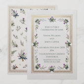 Faire-part de mariage à cadre de fleurs sauvages é (Devant / Derrière)
