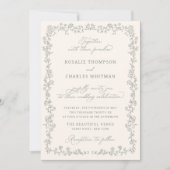 Faire-part de mariage à cadre de roses de sauge vi (Devant)