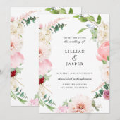 Faire-part de mariage à cadre floral botanique (Devant / Derrière)