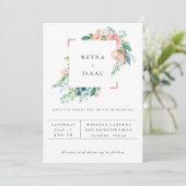 Faire-part de mariage à cadre floral d'été (Debout devant)