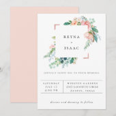 Faire-part de mariage à cadre floral d'été (Devant / Derrière)