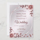 Faire-part de mariage à cadre rose (Devant)