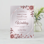 Faire-part de mariage à cadre rose (Debout devant)