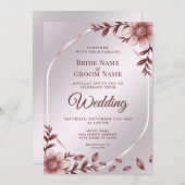 Faire-part de mariage à cadre rose (Devant / Derrière)