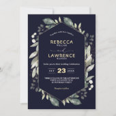 Faire-part de mariage à cadre vert géométrique bot (Devant)