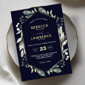 Faire-part de mariage à cadre vert géométrique bot