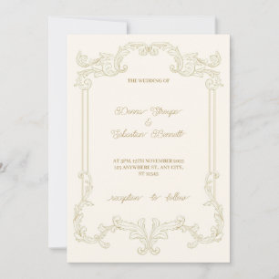 Faire-part de mariage à cadre Vintage beige classi