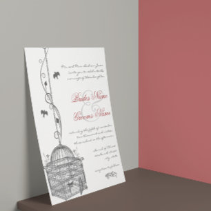 Faire-part de mariage à cage d'oiseau vintage avec
