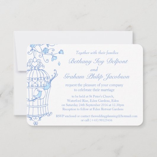 Faire-part de mariage à cage ouverte inséparables (Dos)