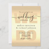 Faire-part de mariage à calligraphie noir et or él (Devant)