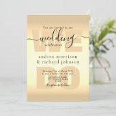 Faire-part de mariage à calligraphie noir et or él (Debout devant)