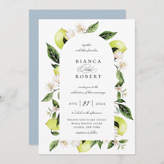 Faire-part de mariage à charpente d'arc de citron  (Devant / Derrière)