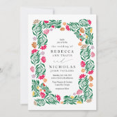 Faire-part de mariage à charpente florale folk (Devant)