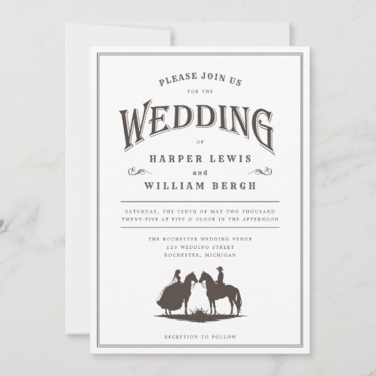 Faire-part de mariage à cheval Cowboy (Devant)