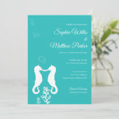 Faire-part de mariage à cheval de mer Turquoise (Debout devant)