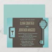 Faire-part de mariage à clé squelette et serrure (Devant / Derrière)