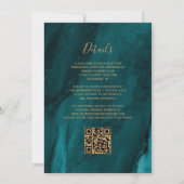 Faire-part de mariage à code QR Agate Or Sarcelle (Dos)