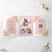 Faire-part de mariage à code QR Arch Boho Roses ro (Intérieur)