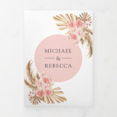 Faire-part de mariage à code QR Arch Boho Roses ro (Page de couverture)