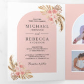Faire-part de mariage à code QR Arch Boho Roses ro (Intérieur en premier)
