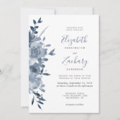Faire-part de mariage à code QR bleu poussiéreux f (Devant)