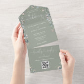 Faire-part de mariage à code QR Cœurs de script fl (Déchirure)