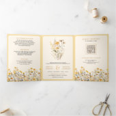 Faire-part de mariage à code QR de fleurs sauvages (Intérieur)