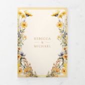 Faire-part de mariage à code QR de fleurs sauvages (Page de couverture)