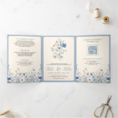 Faire-part de mariage à code QR de fleurs sauvages (Intérieur)