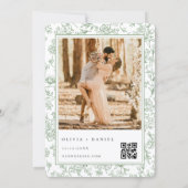 Faire-part de mariage à code QR de photo botanique (Dos)