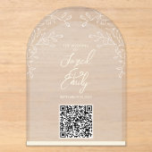 Faire-part de mariage à code QR de style arche flo (Recto)