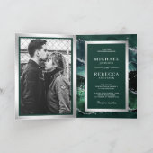 Faire-part de mariage à code QR en marbre vert éme (Intérieur)