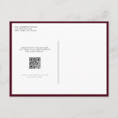 Faire-part de mariage à code QR floral bordeaux et (Dos)