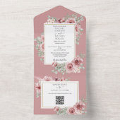 Faire-part de mariage à code QR floral Rose Poussi (À l'intérieur)