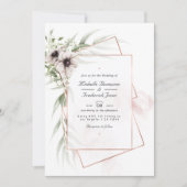 Faire-part de mariage à code QR géométrique Anémon (Devant)