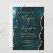 Faire-part de mariage à code QR moderne en agate b (Devant)