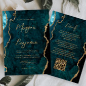 Faire-part de mariage à code QR moderne en agate b
