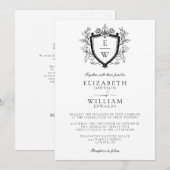 Faire-part de mariage à code QR monogramme à armoi (Devant / Derrière)