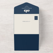 Faire-part de mariage à code QR monogramme bleu ma (Dehors)