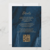 Faire-part de mariage à code QR Navy Blue Agate Go (Dos)